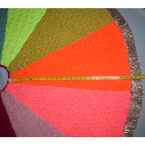 Glitterville  Christmas Tree Skirt Studios Pleated Velvet Gold Fringe - Picture 6 of 8